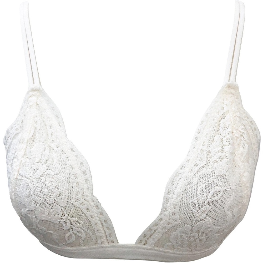NWT Ivory Triangle Floral Lace Bralette